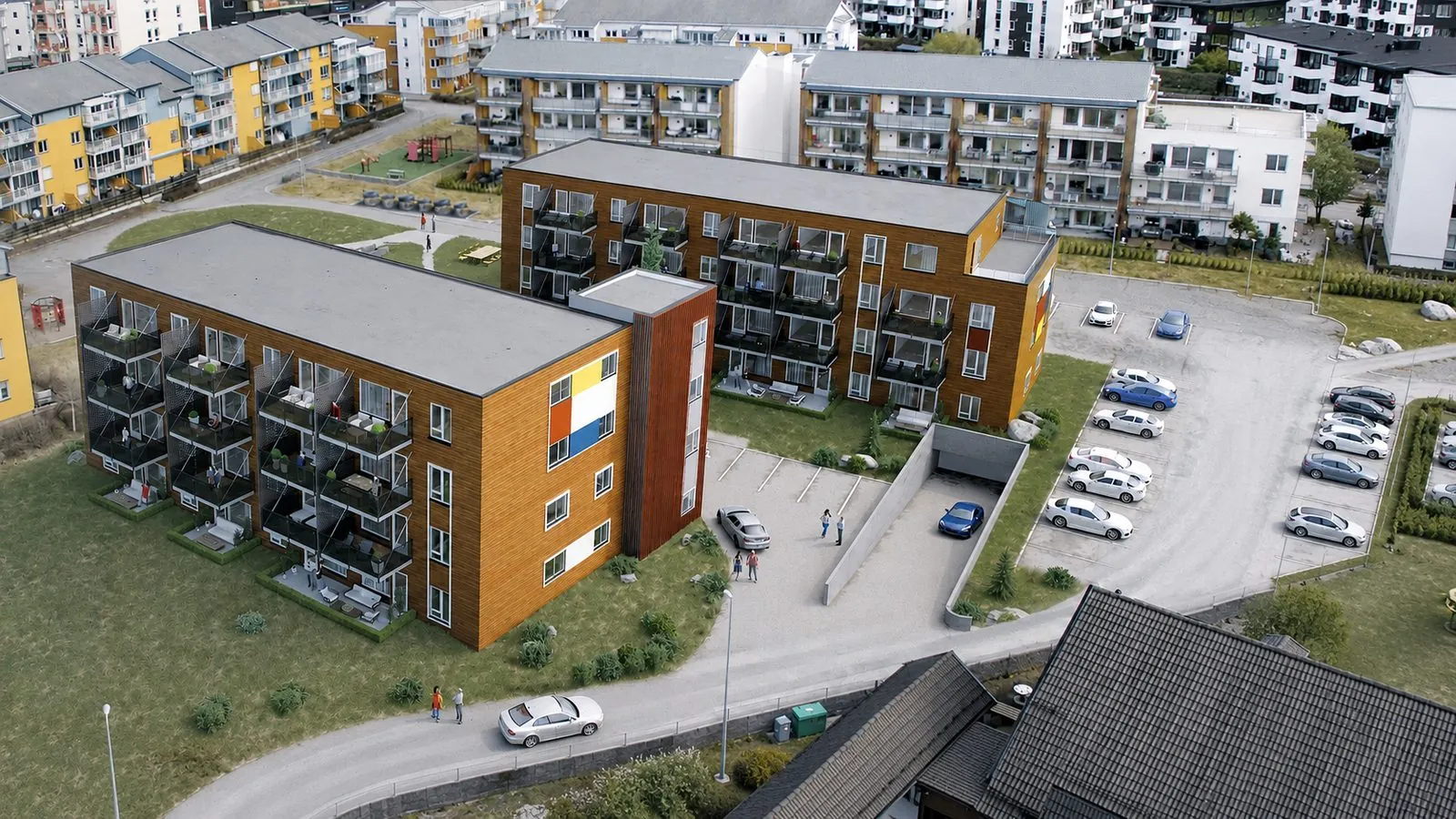 Luftfoto av Soltunet 4 Boligsameie, Langbråten på Jessheim